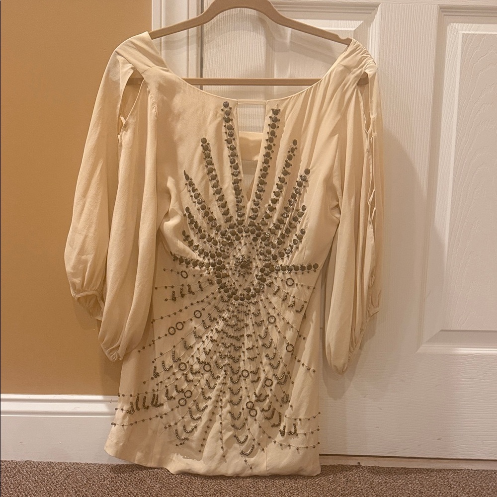 Chic Cream Embellished Women's dress/tunic